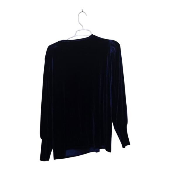 Chico’s Velvet Top Size 3 XL Navy Blue Long Sleeve Blouse - Picture 2 of 10